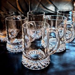 Six Vintage Glass Tankards