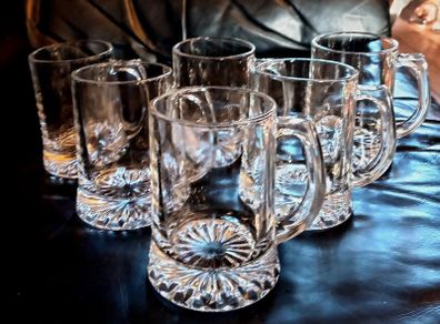 Six Vintage Glass Tankards
