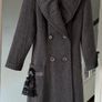 Grey Flared Wool Blend Herringbone Tailored Structured Fit Princess Coat UK 10 12 Image 2