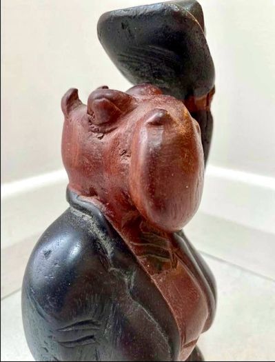 Vintage Wooden Hippo Figurine