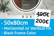LED Bathroom Mirror 50x80cm Bluetooth Antifog 3 Color Temperature Black Frame Trim Bright Light ON/OFF Touch Swich Makeup Cosmetic