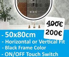 LED Bathroom Mirror 50x80cm Oval Fog Free Music