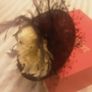 Head Piece/Fascinator from Jacques Vert .. One Size .. Colour: Purple with Large White Flower and Purple Satin Clutch Bag with Wrist Steap Image 4