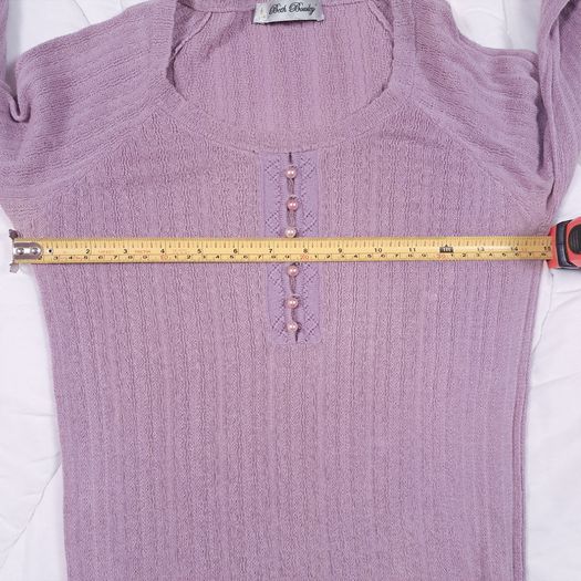 Beth Bowley Mauve Purple Knit Henley Top with Side Tie Size XS/S