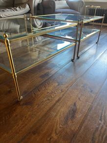 Aged Brass and Glass Coffee Tables