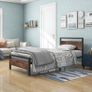 Single Bed Frames Solid Bedstead Base with Wood Headboard Image 7
