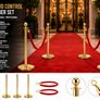 Silver or Gold Crowd Control Barrier Set  4 Posts with 2 Red Velvet Ropes Image 2