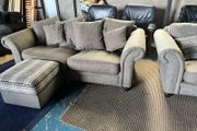 Grey 3+2 sofa set with footrest