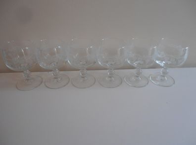 vintage etched Grapevine sherry or cordial glasses