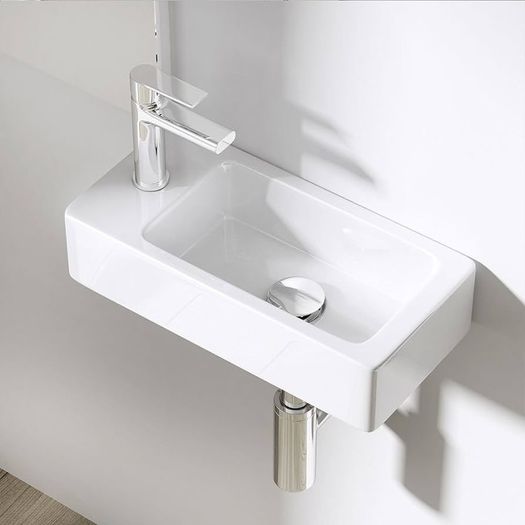NEW SALE | Bathrooms Small Cloakroom Basin - Wall Mounted Basin - Rectangular Countertop Basin - One Left Hand Tap