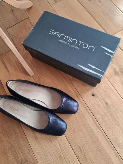 Barminton Ocean Blue Metalic Leather Shoes (39)