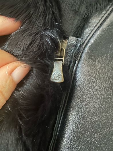 Versace jeans couture leather and fur jacket