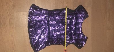 Oasis Purple Sequin Black top Size 8