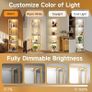 67" Glass Display Shelf with Dimmable LED Floor Lamp, Collectibles Display Cabinet with Remote & App Control, 5 Tier Open Bookshelf Lamp for Living Room, Bedroom, Office, Home Decor, Wood Image 3