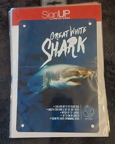 Great white shark metal sign