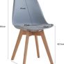 Set of 4 Solid Beech Dining Chairs Retro Upholstered Kitchen Chair Wooden Grey Image 2