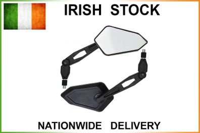 10mm Angled Universal Motorcycle Mirrors - Black
