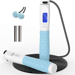 NEW SALE | Skipping Rope Adult Fitness, Digital Speed Jump Rope with Counter [Ropeless for Indoor Use] for Women Men and Kids, Weighted Handles, Adjustable Rope