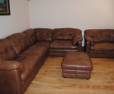 Quality leather Alexander & James sofa suite