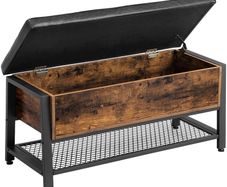 Shoe Bench with Padded Seat and Shoe Rack, Bed Chest with Storage Space