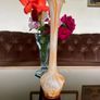 Mid Century Italian or Murano style Tall Swirl Pattern Orange and White Bud Vase 31 cm Image 10