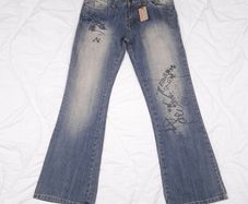 Diesel Blue Washed Y2K Vintage Graphic Printed Flare Bootcut Denim Jeans 32R/14UK/42EU