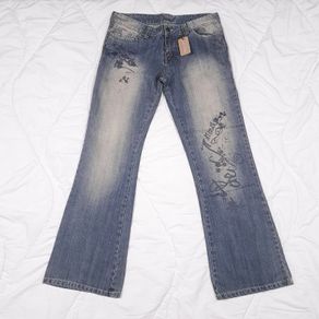 Diesel Blue Washed Y2K Vintage Graphic Printed Flare Bootcut Denim Jeans 32R/14UK/42EU