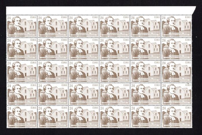 1982 Ireland 300th Anniversary of the Ordination of Francis McKemie Father of American Presbyterianism Commemorative Stamps Marginal Block of 24 Mint Never Hinged (MNH)