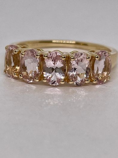 Yellow Gold Pink Morganite 5 Stone Ring