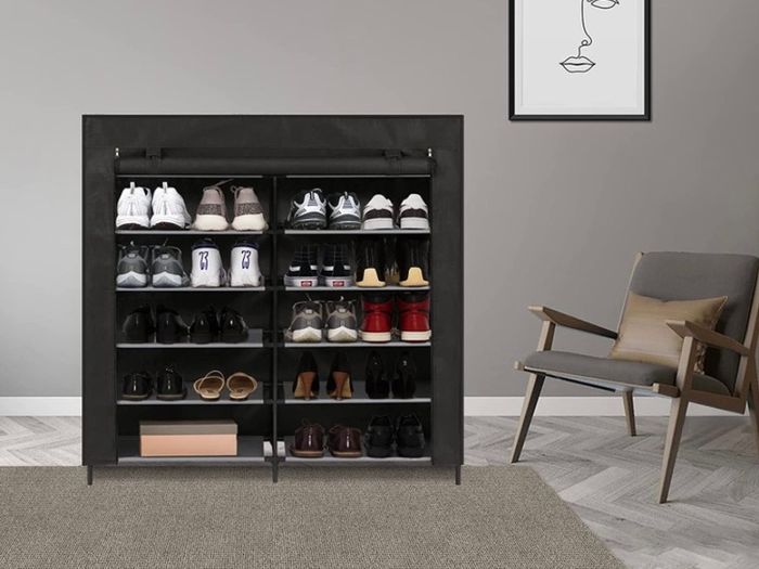 Shoe Rack 7 Tier Canvas,Shoe Cabinet,Shoe Rack Standing for Living Room,Hallway,Shoes Storage Organizer for 36 Pair of Shoes with Dustproof Cover,110cm 115cm 30cm (FREE POSTAGE)
