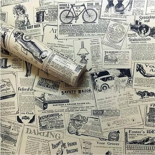 NEW SALE | Decorative Wallpaper Self-Adhesive Wallpaper Retro Style Printed Stick Paper Easy to Apply Peel and Stick Wallpaper (0.45 x 3 m, Newspaper)