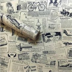 NEW SALE | Decorative Wallpaper Self-Adhesive Wallpaper Retro Style Printed Stick Paper Easy to Apply Peel and Stick Wallpaper (0.45 x 3 m, Newspaper)