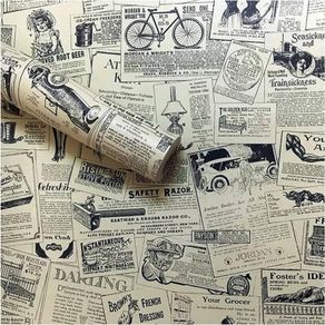 NEW SALE | Decorative Wallpaper Self-Adhesive Wallpaper Retro Style Printed Stick Paper Easy to Apply Peel and Stick Wallpaper (0.45 x 3 m, Newspaper)