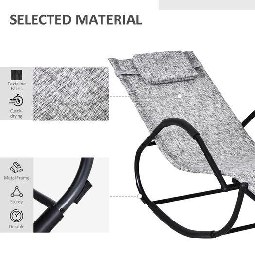 Steel Frame Zero Gravity Rocking Lounge Chair w/ Pillow Grey (FREE SHIPPING)
