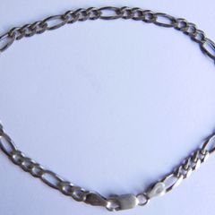 Vintage Sterling Silver 925 Figaro Chain Bracelet