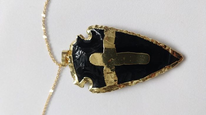 Necklace Natural Black Obsidian Raw Black Stone
