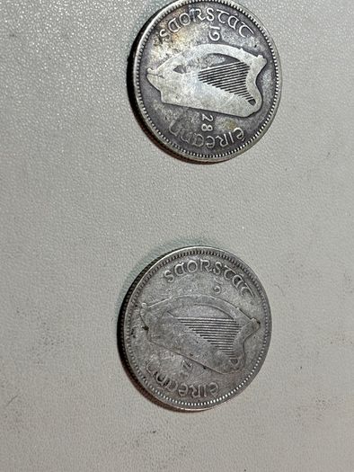 Pair 1928 Eire Free State 1 shilling