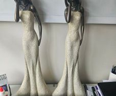 2 X Figurines  "lady Serenity" Ornaments LARGE From The Juliana Stone Featuring A Bronze And Stone Effect Finish.  Dimensions 62cm Heigh (25inches) X 22cm  Wide At Base.