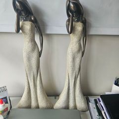 2 X Figurines  "lady Serenity" Ornaments LARGE From The Juliana Stone Featuring A Bronze And Stone Effect Finish.  Dimensions 62cm Heigh (25inches) X 22cm  Wide At Base.
