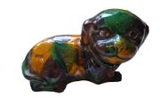 Chinese Antique 'egg and spinach'-glazed biscuit porcelain figure of a Dog Kangxi