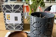 Orla kiely ceramic lantern with wooden base