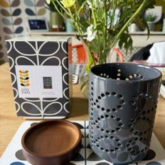 Orla kiely ceramic lantern with wooden base