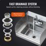 17 x 12.8in Stainless Steel Hand Sink - Wall Mount Design - Faucet & Side Splash Image 4