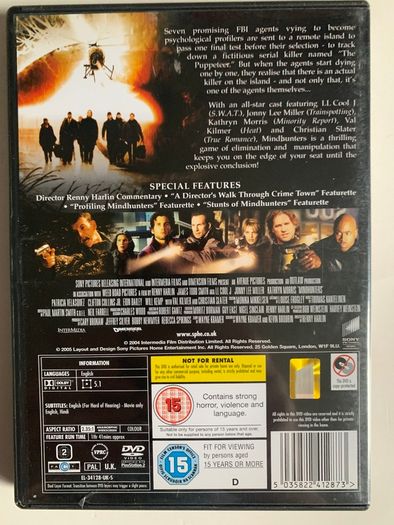 Mindhunters [2005] Kathryn Morris, LL Cool J, Jonny Lee Miller, Patricia Velasquez, Clifton Collins Jr., Christian Slater & Val Kilmer [Movie DVD]