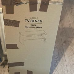white tv bench unopened from jysk