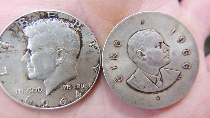 Silver Coins -1964 Kennedy Half Dollar  - 1966 IRELAND 10 Shilling