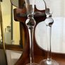 Pair of Glass Candle Sticks Image 3