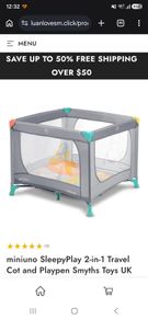Miniuno 2 in 1 Travel Cot and Playpen