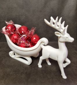3D printed reindeer and sleigh Christmas ornament