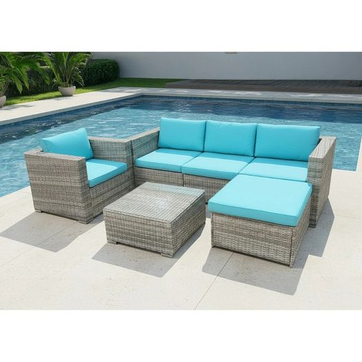 Bora Bora Garden Sofa Set Rattan Outdoor Furniture with Table, Chair & Footstool Patio Garden Furniture
